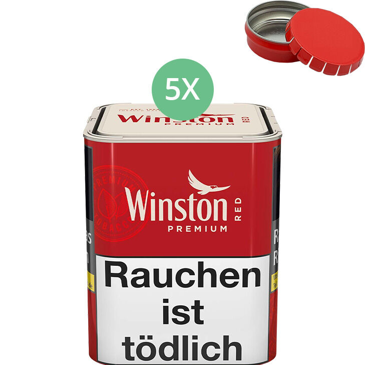 Winston Premium Red Feinschnitt 5 x 70g mit Mini Aschenbecher