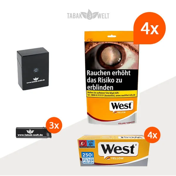west-yellow-volumentabak-4x-beutel-mit-1000-special-size-filterhuelsen