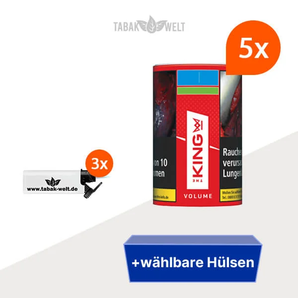 5x-king-volumentabak-dose-mit-wahlbaren-huelsen-und-sturmfeuerzeuge-tw