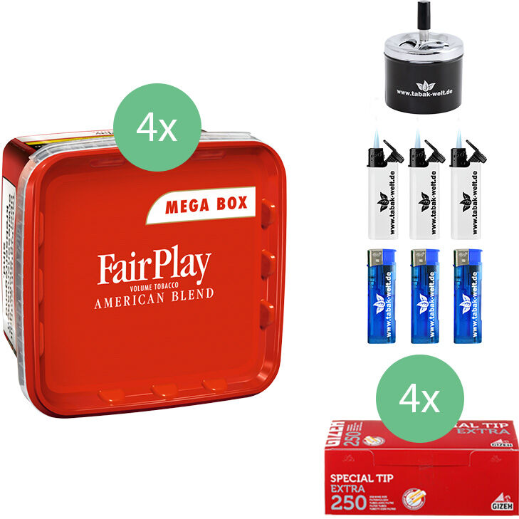 FairPlay Tabak 4 x Mega Box mit 1000 Extra Filterhülsen