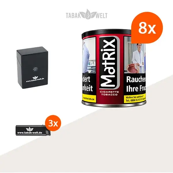 Matrix Red Feinschnitt Tabak, 8 Dosen mit Etui