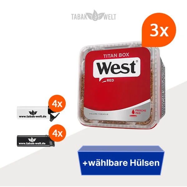 West Tabak 3 x Titan Box mit Wählbaren Filterhülsen West Tabak 3 x Titan Box mit Wählbaren Filterhülsen