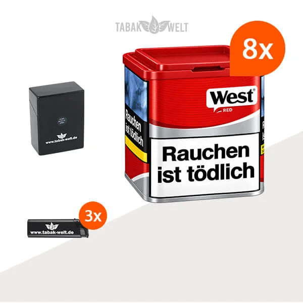 West Red Volumentabak 8 x Dose mit Etui