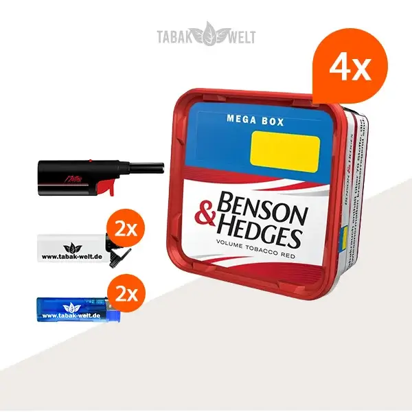 benson-und-hedges-red-volumentabak-4-x-mega-box-mit-stabfeuerzeugen
