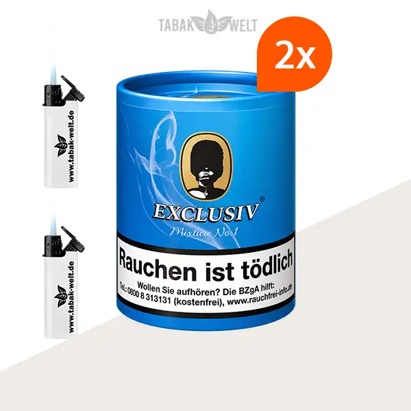Exclusiv Mixture No. 1 Pfeifentabak 2er-Pack Royal Dose XL mit Feuerzeugen