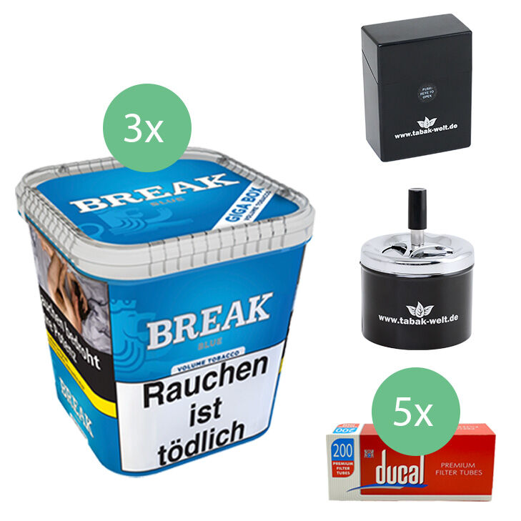 Break Tabak Blue 3 x Giga Box mit 1000 Filterhülsen