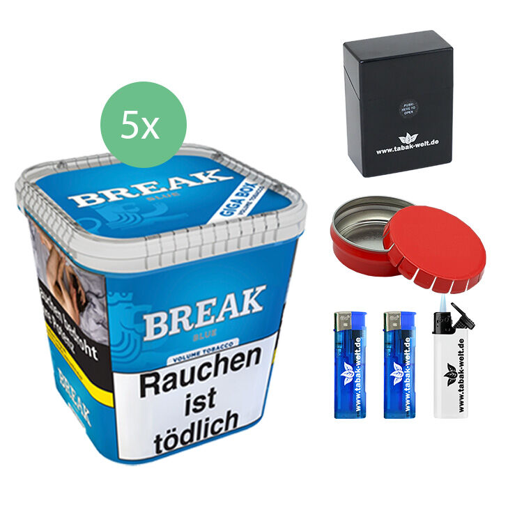 Break Tabak Blue 5 x Giga Box mit Zigarettenbox