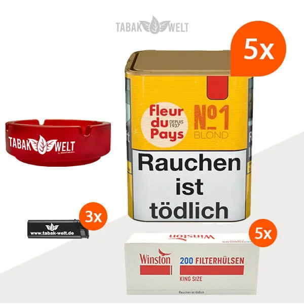 Fleur du Pays No. 1 Blond Drehtabak 5x Dose mit 1000 King Size Hülsen