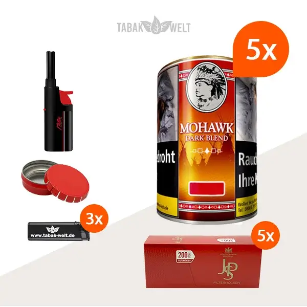 mohawk-dark-blend-feinschnitt-tabak-5x-dose-mit-1000-king-size-huelsen-und-feuerzeugen