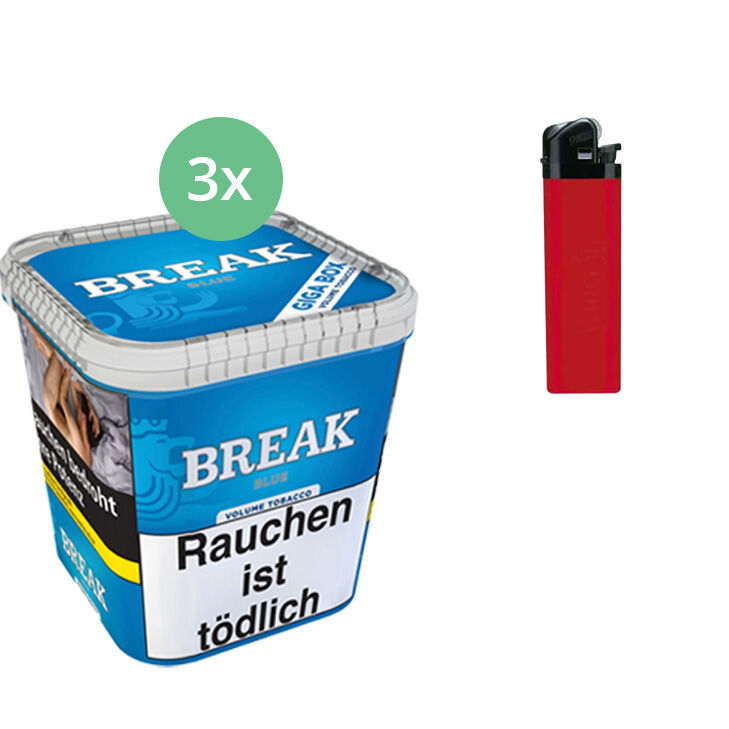 Break Tabak Blue 3 x Giga Box mit Feuerzeug