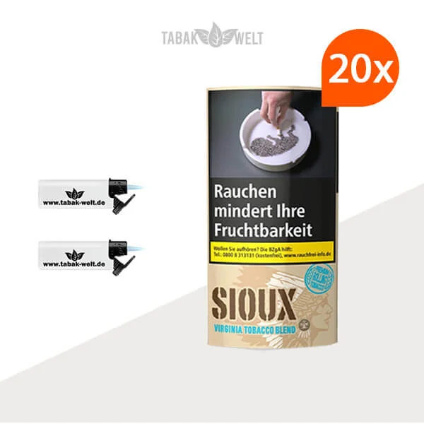 Sioux Virginia Blue 20 x 30g mit Sturmfeuerzeugen