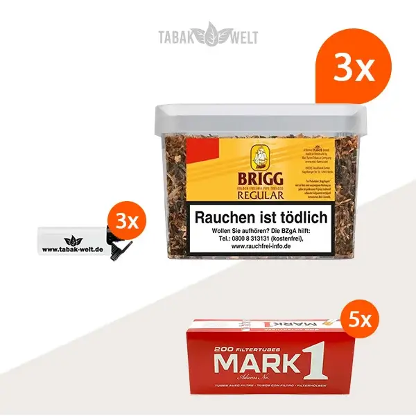 brigg-regular-pfeifentabak-3x-eimer-mit-1000-huelsen-und-feuerzeuge