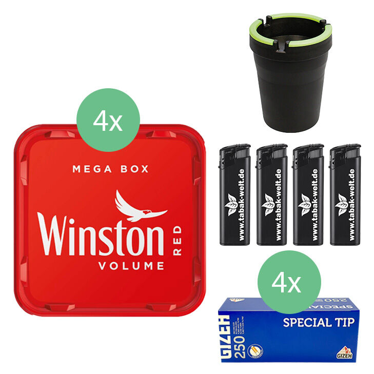 Winston Tabak 4 x Mega Box mit 1000 Special Tip Hülsen