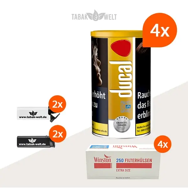 ducal-gold-feinschnitt-tabak-4x-dose-mit-1000-extra-size-huelsen