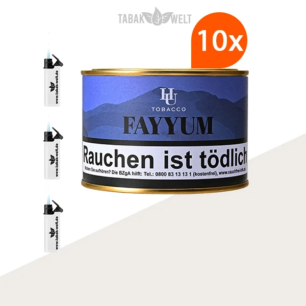 HU Tobacco Fayyum Pfeifentabak, 10 Dosen mit Feuerzeugen