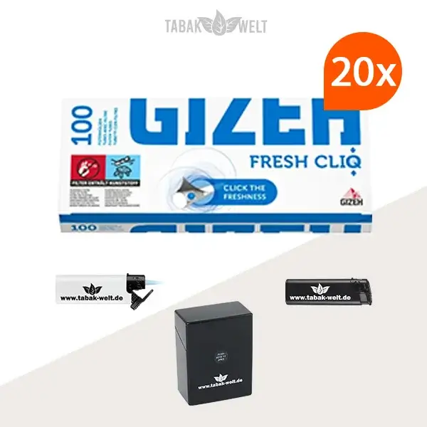 20x Gizeh Filterhülsen Fresh Cliq 100er (2000 Stück) mit Etui