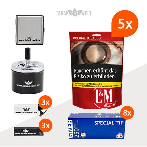 l-m-red-volumentabak-5x-beutel-mit-2000-special-tip-filterhuelsen-und-feuerzeugen