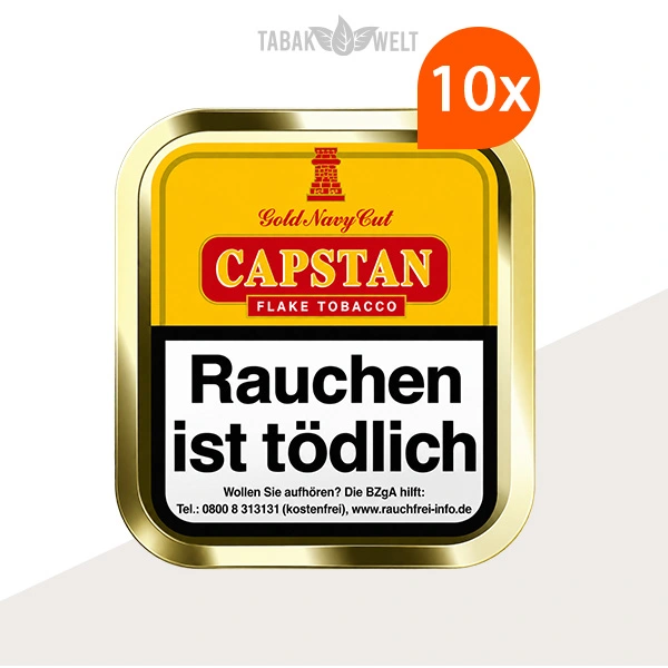 Capstan Gold Navy Cut Pfeifentabak – 10 Dosen in der Verpackung