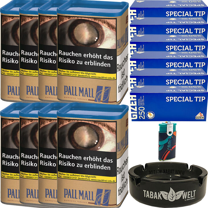 Pall Mall Authentic Blue 8 x 85g mit 1500 King Size Hülsen