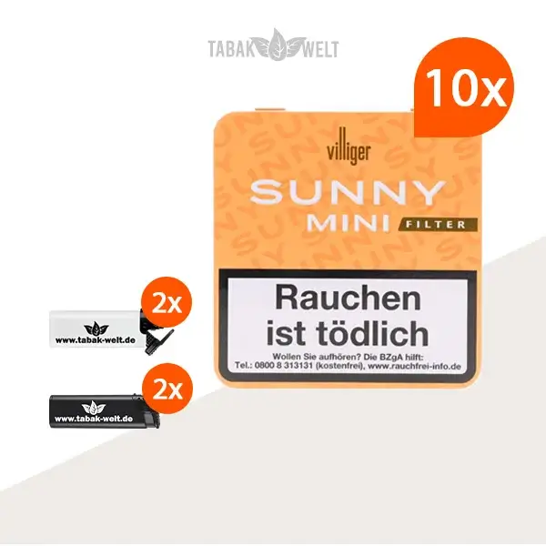 10x-villiger-sunny-mini-filter-zigarillos-mit-feuerzeuge