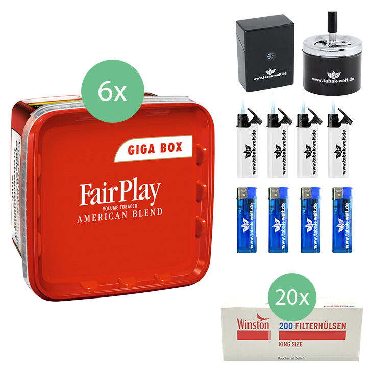 Fair Play Volumentabak 6 x Giga Box mit 4000 King Size Filterhülsen