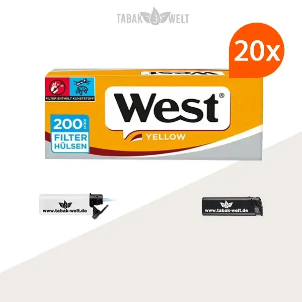 20x-west-yellow-filterhuelsen-200er-4000-stueck-mit-feuerzeugen