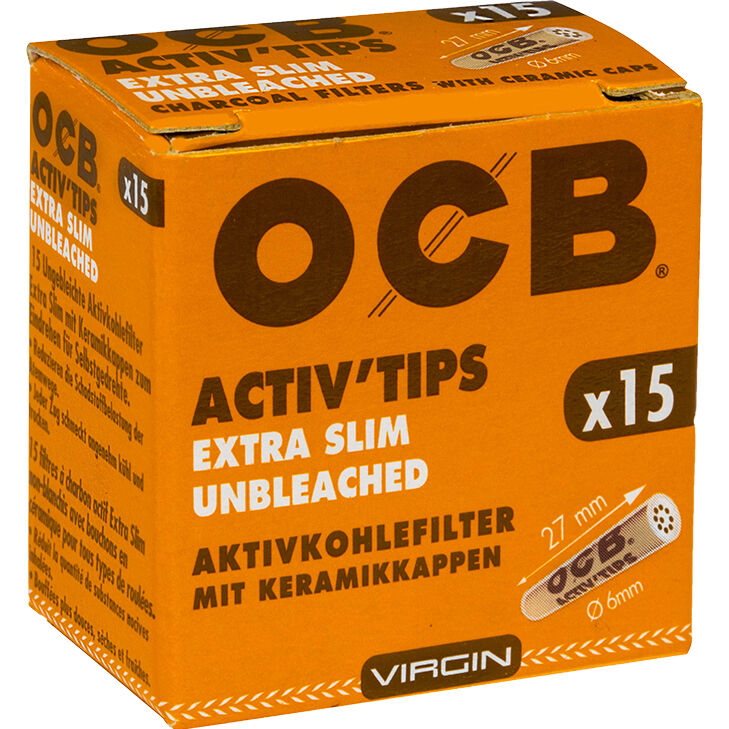 OCB Activ'Tips Extra Slim Unbleached 6 mm 15 Stück