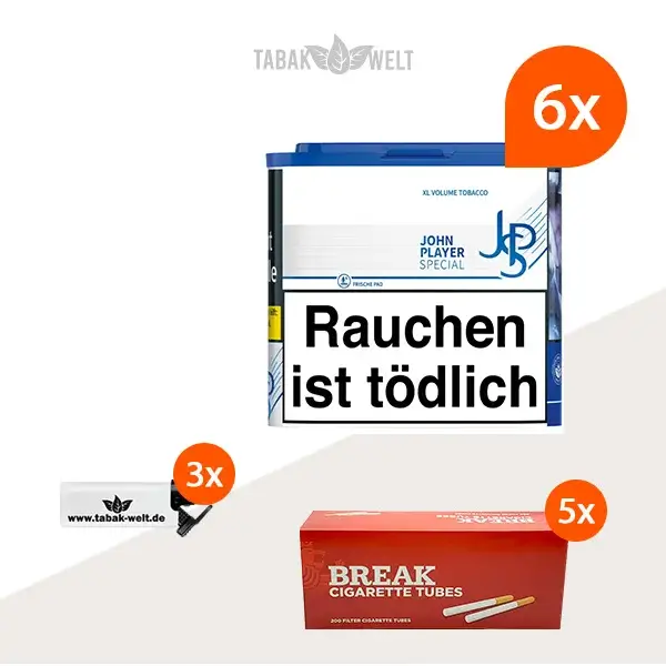 jps-john-player-blue-volumentabak-6x-dose-mit-1000-filterhuelsen-und-sturmfeuerzeugen