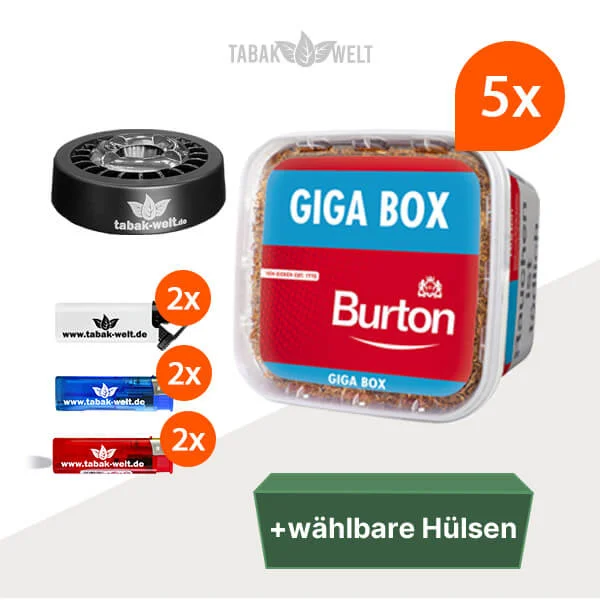 Burton Volumentabak Red 5 x Giga Box mit wählbaren Hülsen