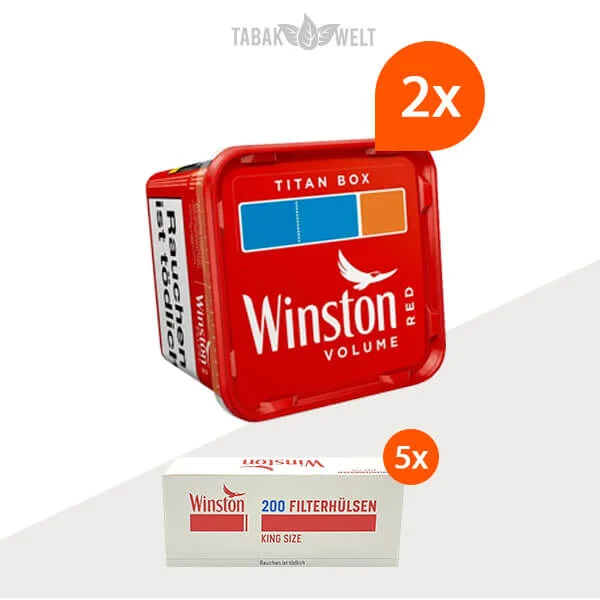Winston Red Volumentabak 2x Titan Box mit 1000 King Size Hülsen Winston Red Volumentabak 2x Titan Box mit 1000 King Size Hülsen