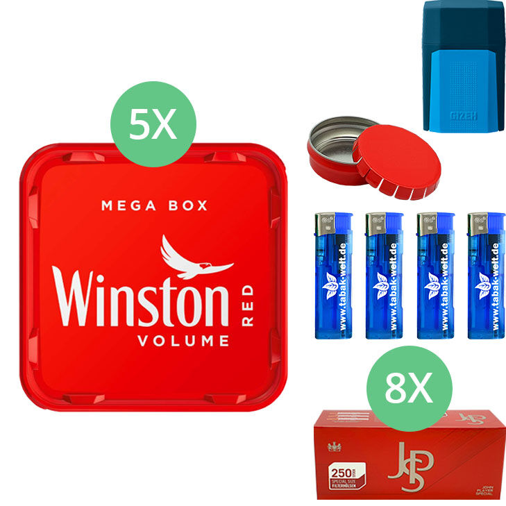 Winston Mega Box 5 x 140g mit 2000 JPS Special Size Hülsen