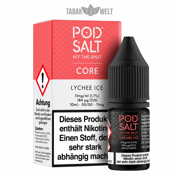 Pod Salt Core E-Liquid Lychee Ice mit 20 mg/ml Nikotinsalz in der 10ml-Flasche