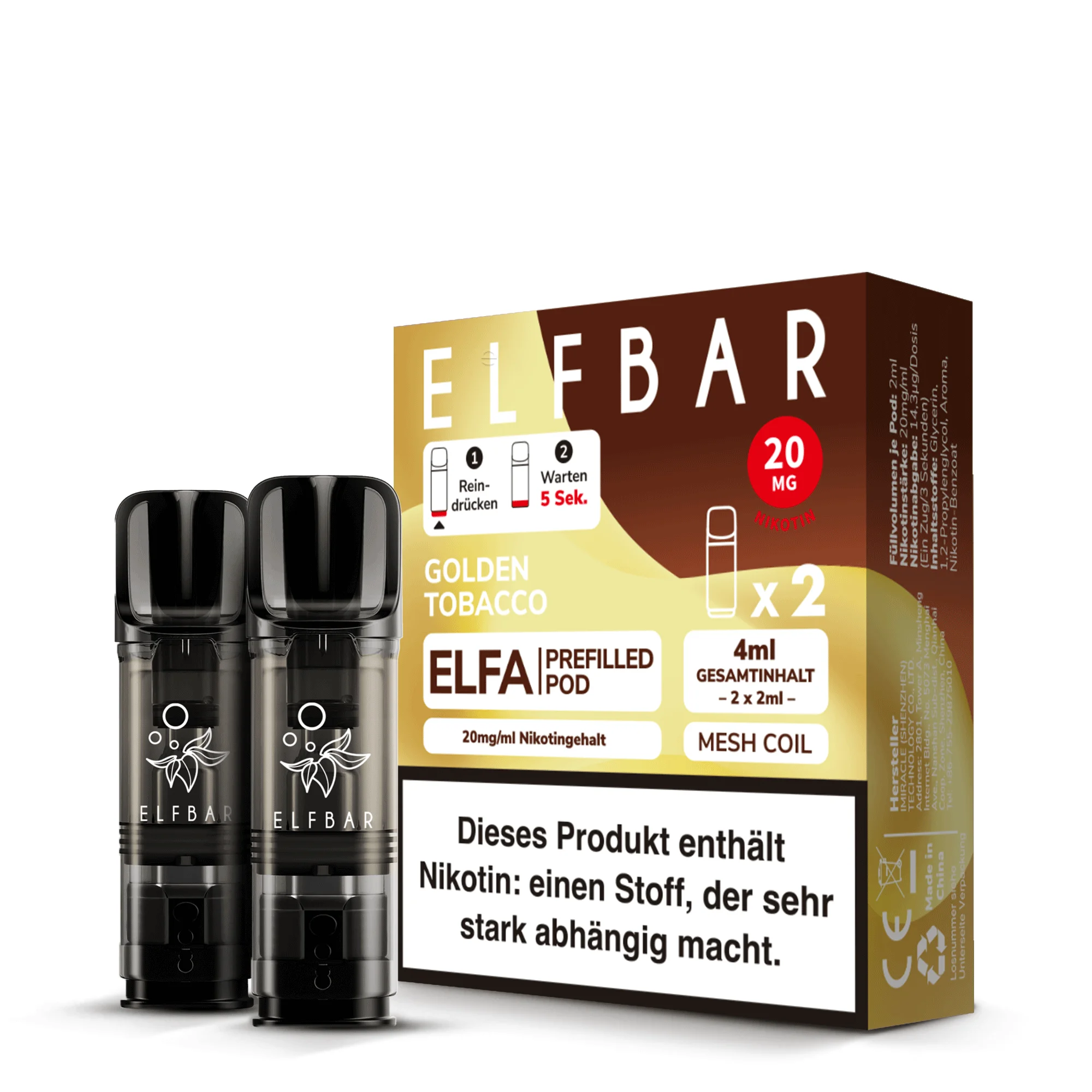 Elfbar Elfa Golden Tobacco Pod für E-Zigarette