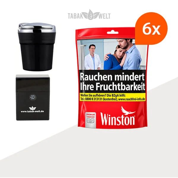 Winston Tabak Red XXL – 6 Beutel mit Zigarettenbox