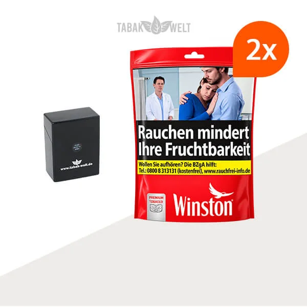 Winston Tabak XXXL Red 2 x Beutel mit Zigarettenbox