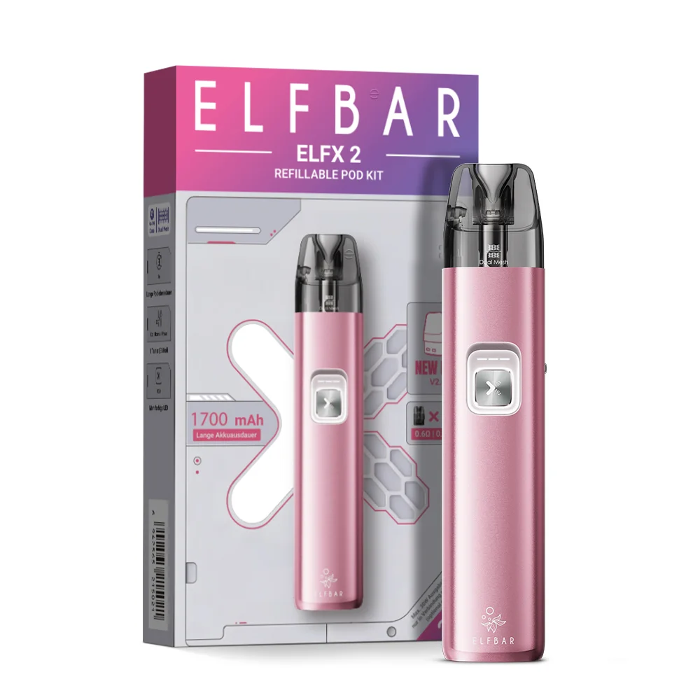Elfbar Elfx 2 E-Zigaretten Kit in Berry Pink inklusive Device und 2 Leerpods