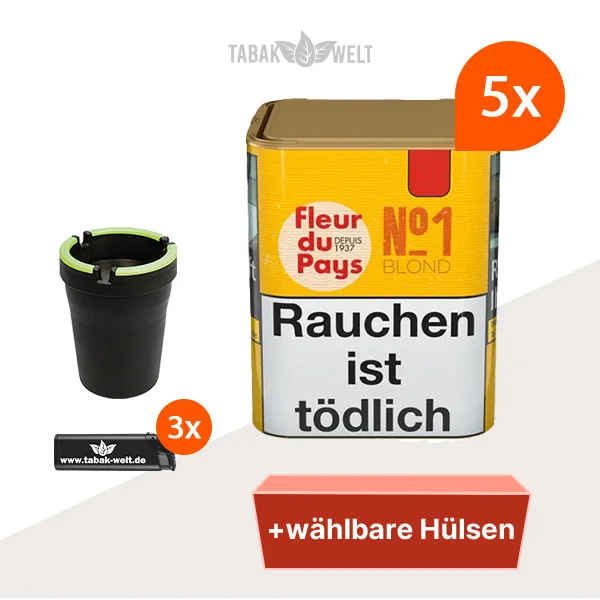 Fleur du Pays No. 1 Blond Drehtabak 5x Dose mit wählbaren Hülsen