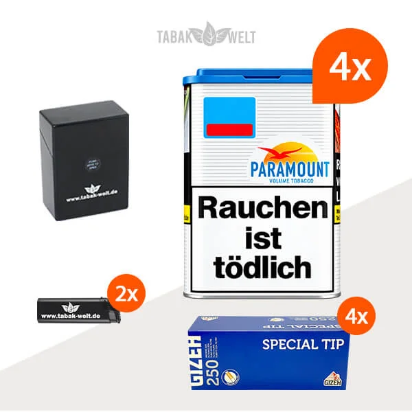 Paramount Volumentabak Blue 4 x Dose mit 1000 Gizeh Hülsen