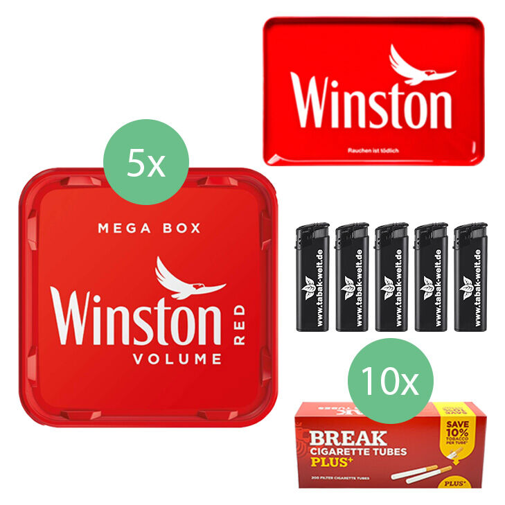 Winston Mega Box 5 x 140g mit 2000 Plus Hülsen 
