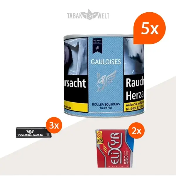 Gauloises Mélange Original Feinschnitt Tabak 5x Dose mit 1100 Hülsen