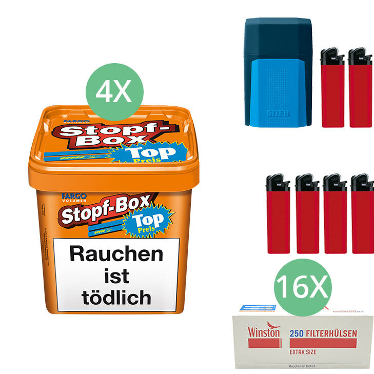 Fargo Stopf-Box 4 x 445g mit 4000 Extra Size Hülsen