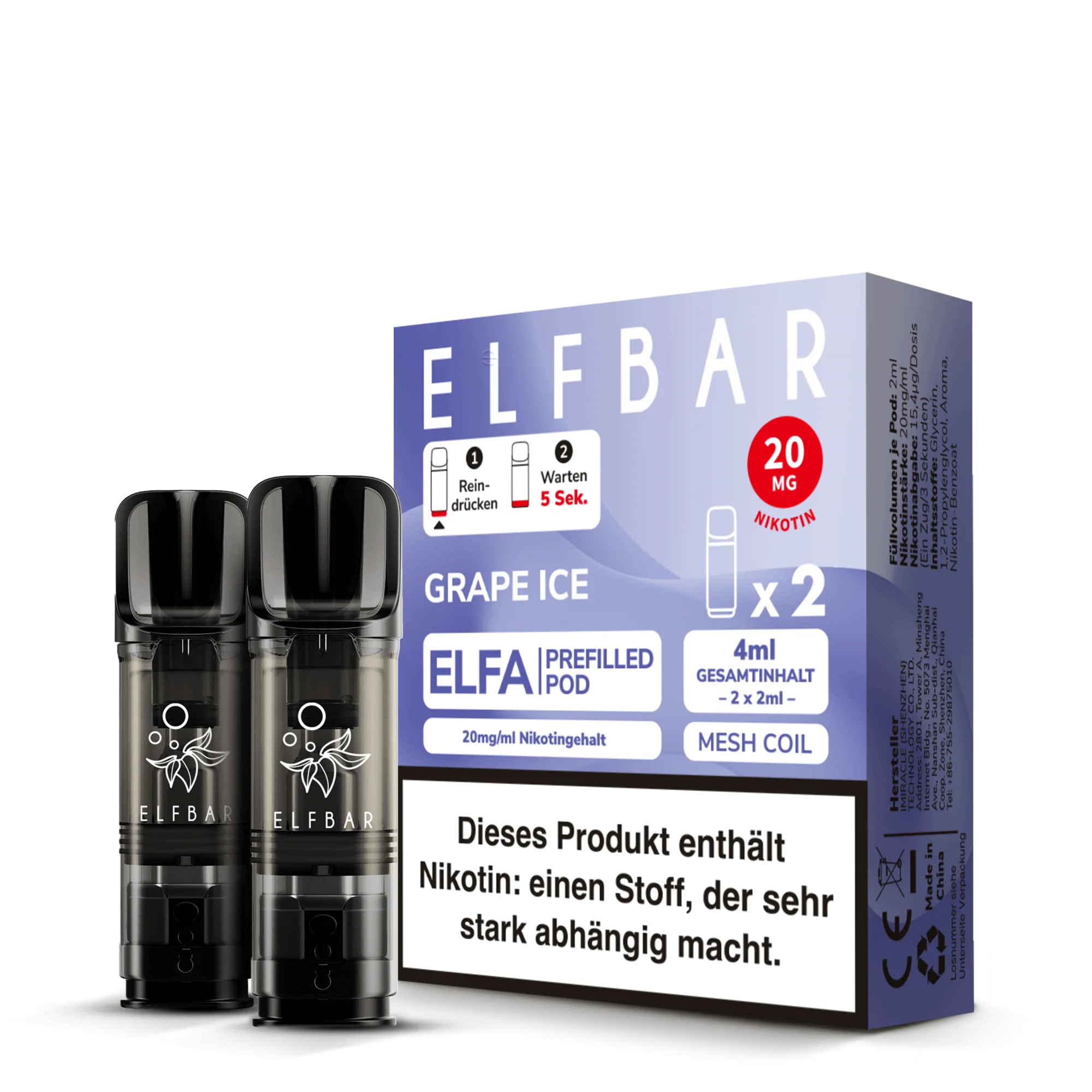 Elfbar Elfa Grape Ice Pod für E-Zigarette