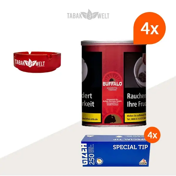 buffalo-red-feinschnitttabak-4x-dose-mit-1000-special-tip-huelsen buffalo-red-feinschnitttabak-4x-dose-mit-1000-special-tip-huelsen