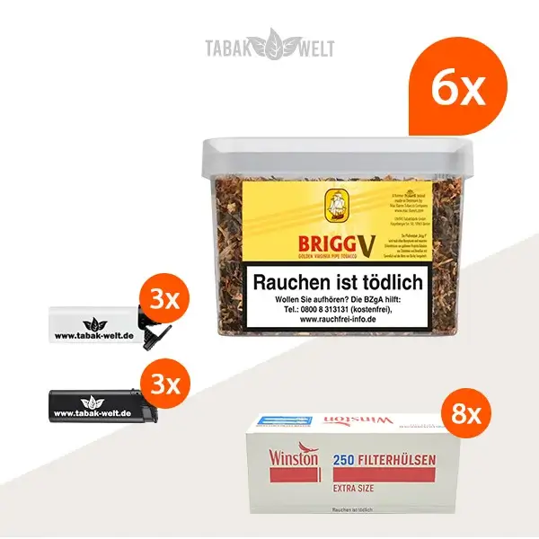 brigg-v-vanilla-pfeifentabak-6x-eimer-mit-2000-winston-extra-size-huelsen