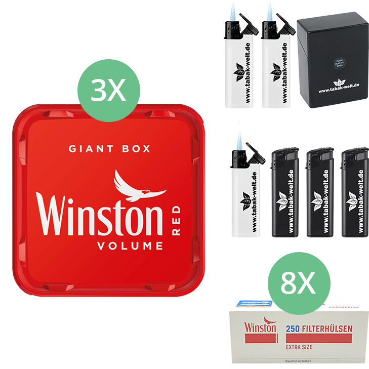 Stopf Dein Ding Winston Giant Box 3 x 205g mit 2000 Extra Size Filterhülsen
