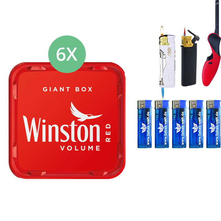 Winston Giant Box 6 x 205g mit BBQ Feuerzeug