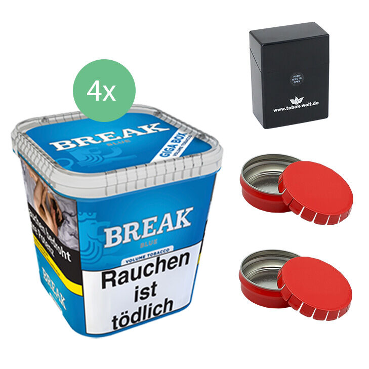 Break Tabak Blue 4 x Giga Box mit Zigarettenbox