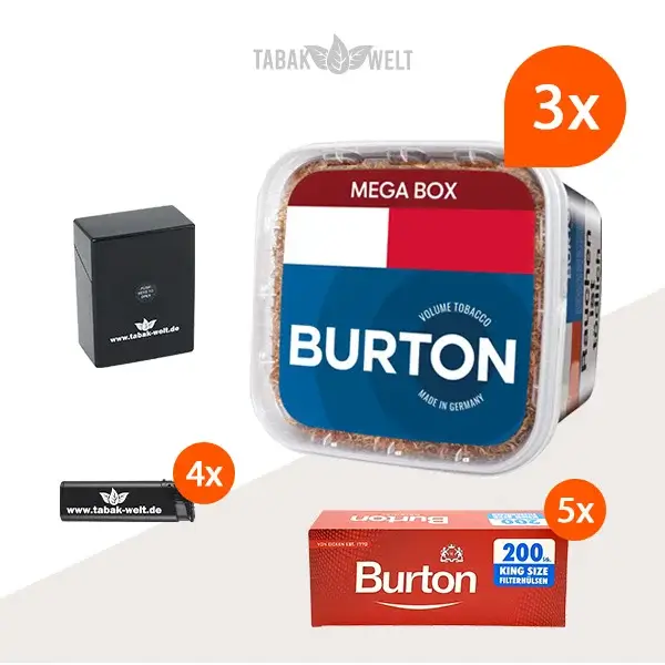 Burton Blue Volumentabak 3x Mega Box mit 1000 King Size Filterhülsen