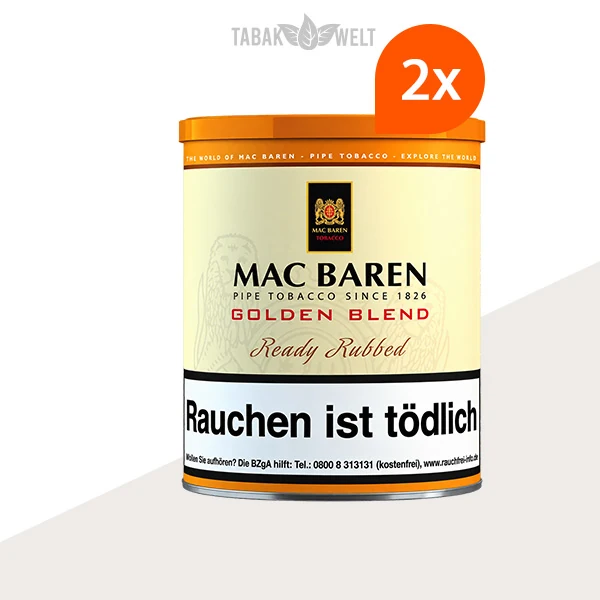 Mac Baren Golden Blend Pfeifentabak im 2er-Set mit zwei großen Dosen.