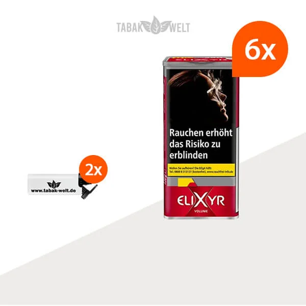 Elixyr Red Volumentabak 6x Dose mit Feuerzeugen Elixyr Red Volumentabak 6x Dose mit Feuerzeugen